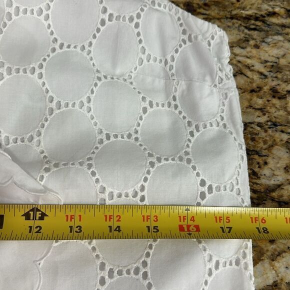 Worth Cotton Sleeveless Ruffle Front Eyelet Button Down Shirt Size 6 - Picture 6 of 7